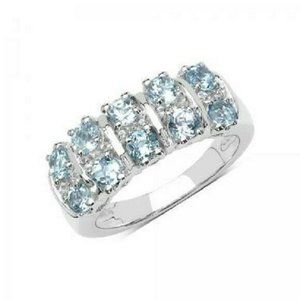 Solid Sterling Silver 1.20 CTW Topaz Size 7 Designer Ring Size 7